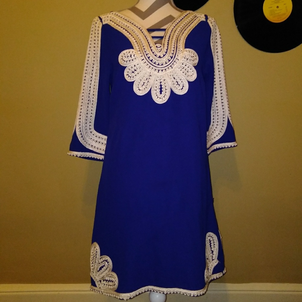 Free People Karlie Blue Embroidered Shift Dress